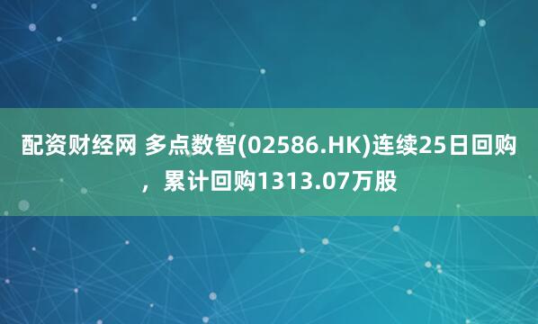 配资财经网 多点数智(02586.HK)连续25日回购，累计回购1313.07万股
